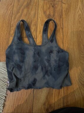 Spiritual ganagster Ribbed Tie-Dye Cropped Tank Top - Charcoal/Black